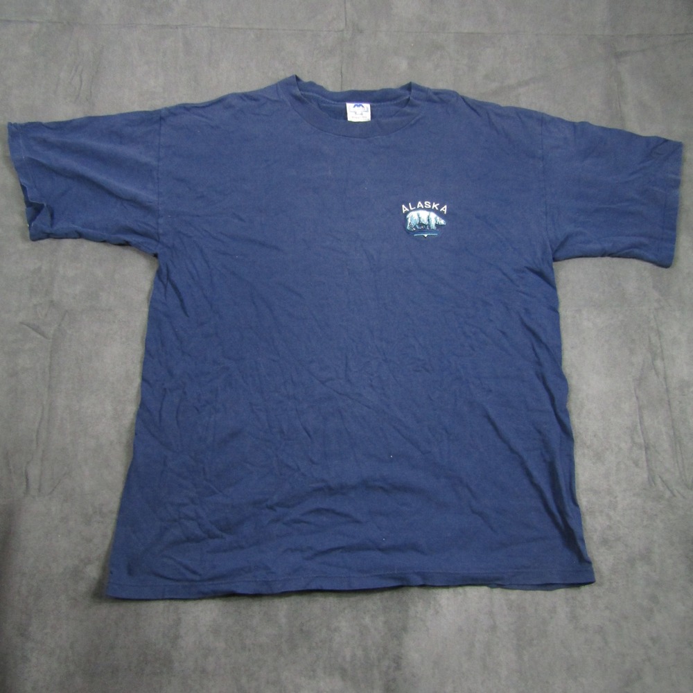 H.L. Miller T-Shirt Mens XL Blue Alaska Polar Bear Vintage Made in USA